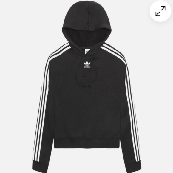 ADIDAS Cropped Black with the Three Stripes Sweatshirt - Size L - Picture 12 of 12